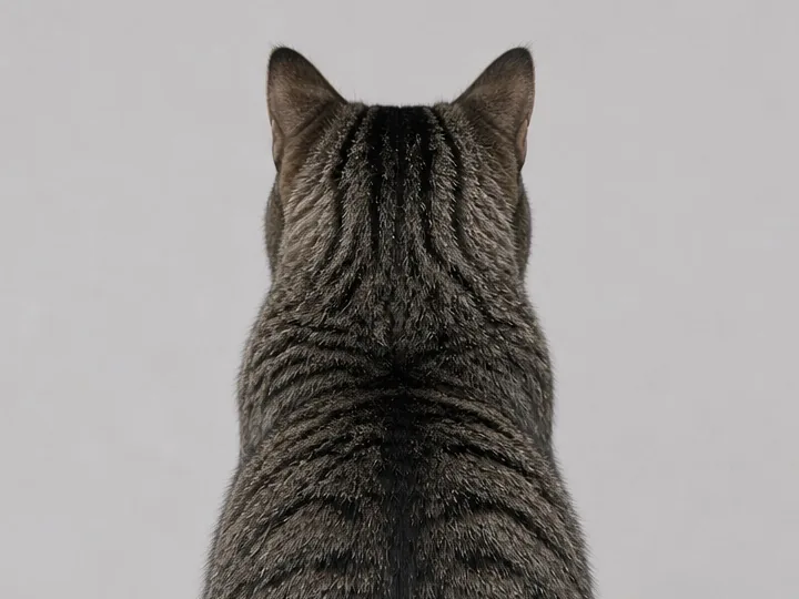 同一只狸花猫的背面照片